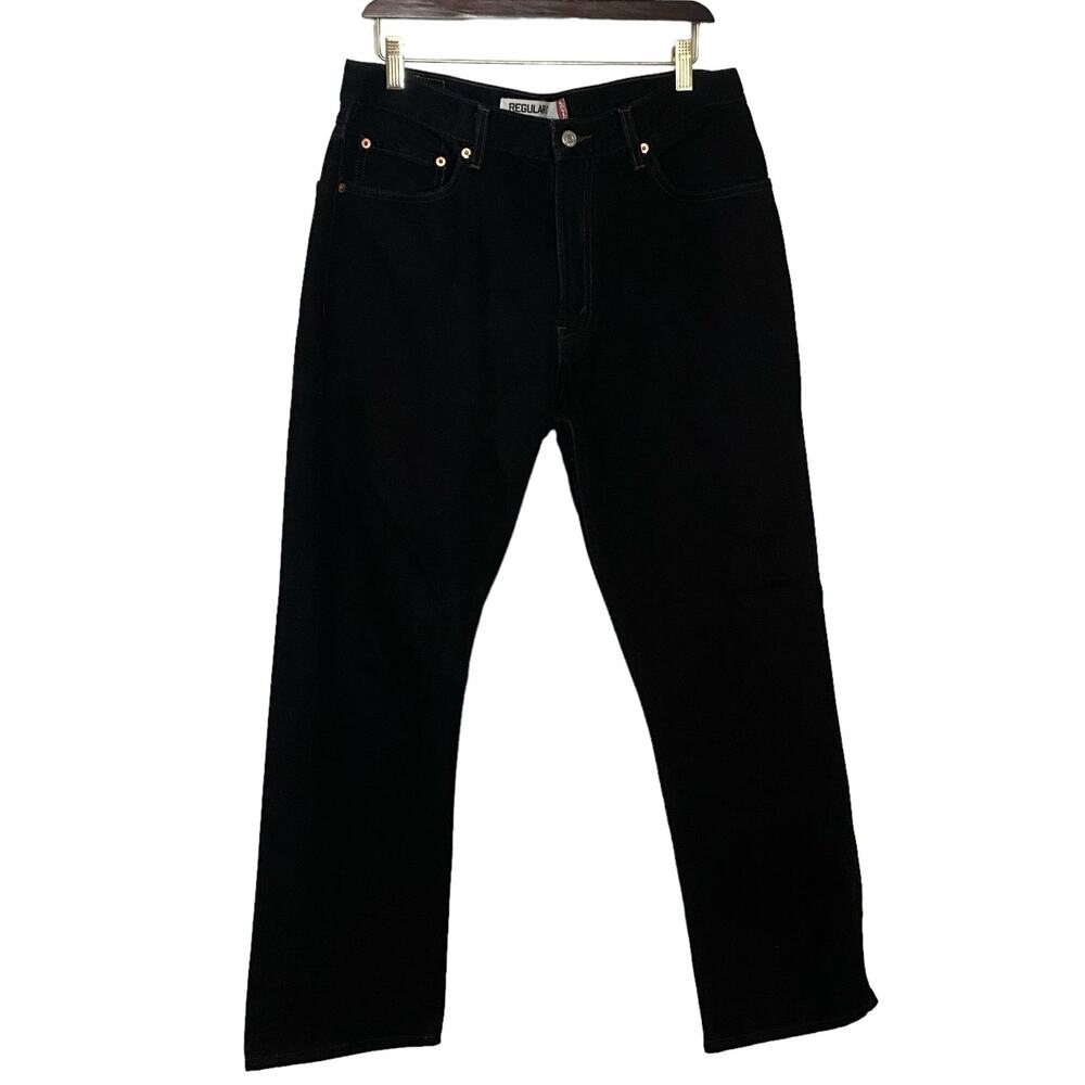 Levis‎ 505 Mens Size W34 L30 Solid Black Regular Fit Denim Jeans Red Tag